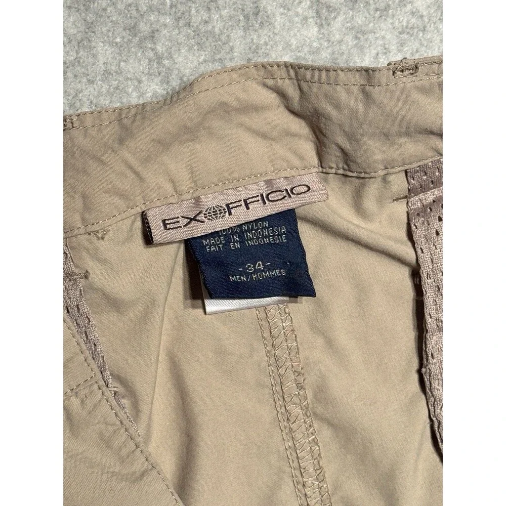 Exofficio Pants Mens 34 Beige Cargo Lightweight Fishing Outdoors Hiking Camping